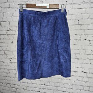VTG Revillon Paris Blue Genuine Suede Leather Lightweight Lined Short Skirt 38